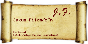 Jakus Filomén névjegykártya